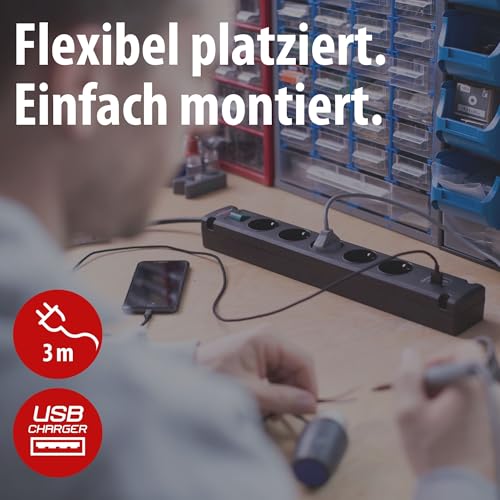 Brennenstuhl Bremounta Steckdosenleiste 5-Fach mit USB-Ladefunktion