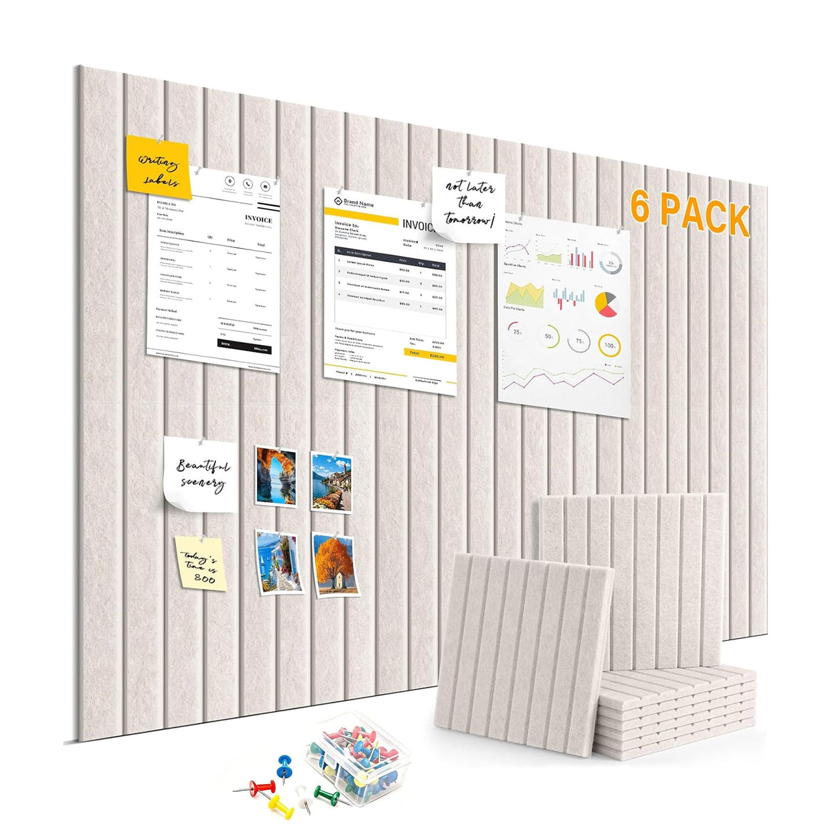 90x60cm Filz Pinnwand Selbstklebend (6er Set) – Ohne Bohren