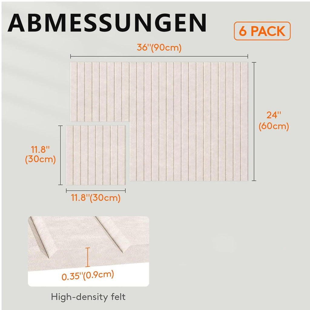 90x60cm Filz Pinnwand Selbstklebend (6er Set) – Ohne Bohren