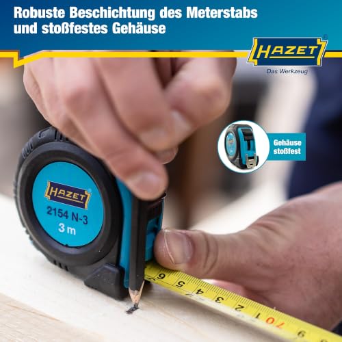 HAZET Rollbandmaß 2154N-3, Euro-Normklasse II, Länge 3000 mm, Breite 16 mm