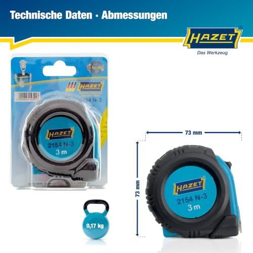HAZET Rollbandmaß 2154N-3, Euro-Normklasse II, Länge 3000 mm, Breite 16 mm