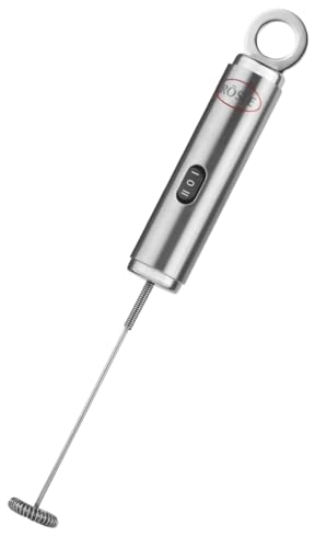 RÖSLE Multischäumer, Hochwertiger elektrischer Aufschäumer für Milchschaum und Vinaigrettes, mit 2 Geschwindigkeitsstufen, Edelstahl 18/10, Silberfarben / Schwarz