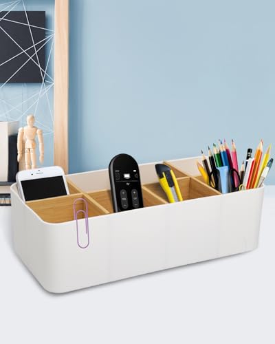 Schreibtisch Organizer, 8 Fächer Stiftehalter, Büro Organizer Weiß, Multifunktionale Aufbewahrung für Stifte, Fernbedienungen & Zubehör