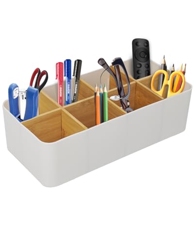 Schreibtisch Organizer, 8 Fächer Stiftehalter, Büro Organizer Weiß, Multifunktionale Aufbewahrung für Stifte, Fernbedienungen & Zubehör