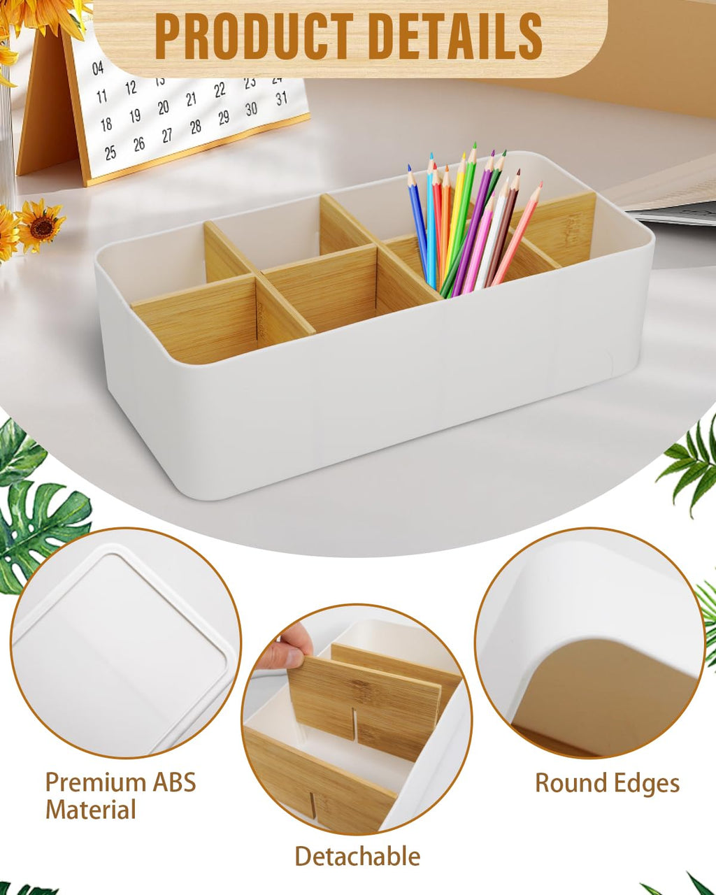 Schreibtisch Organizer, 8 Fächer Stiftehalter, Büro Organizer Weiß, Multifunktionale Aufbewahrung für Stifte, Fernbedienungen & Zubehör