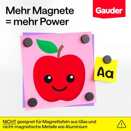 GAUDER Magnete für Magnettafel, Whiteboard & Kühlschrank (62 Stück 18x5mm)