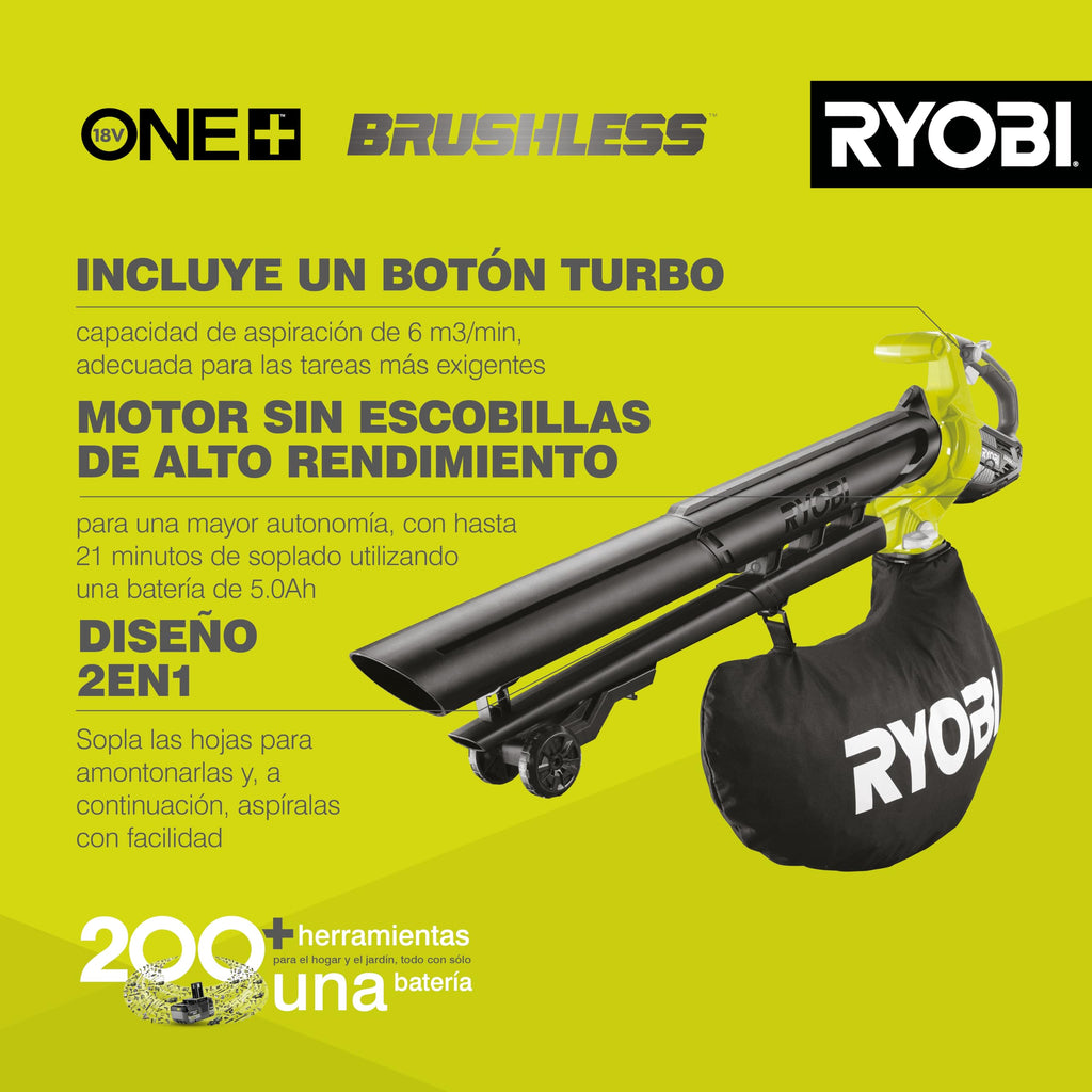 RYOBI 18 V ONE+ Brushless Akku-Laubsauger OBV18, Gebläsefunktion