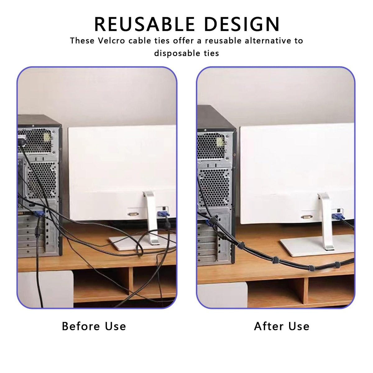100 Stück wiederverwendbare Klett-Kabelbinder 150 x 12 mm, Klett-Kabel-Managementgurte für Drahtorganisation, verstellbare Kabel-Organizer, Schwarz