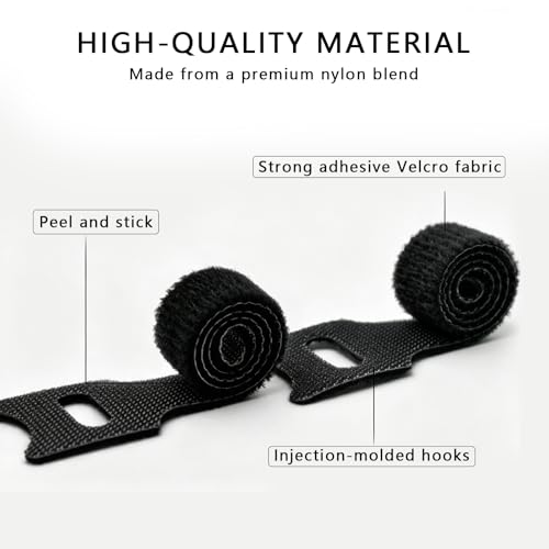100 Stück wiederverwendbare Klett-Kabelbinder 150 x 12 mm, Klett-Kabel-Managementgurte für Drahtorganisation, verstellbare Kabel-Organizer, Schwarz