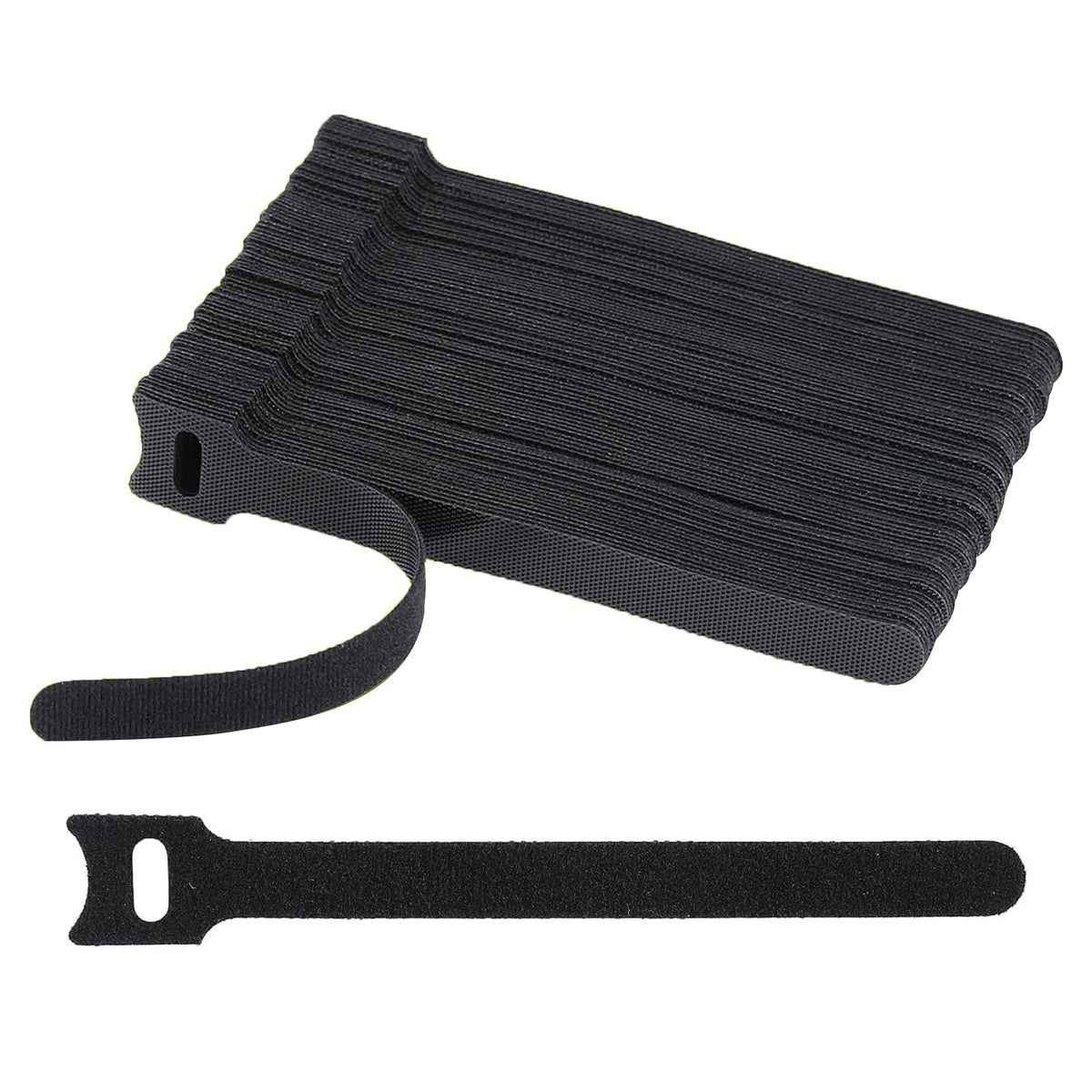 100 Stück wiederverwendbare Klett-Kabelbinder 150 x 12 mm, Klett-Kabel-Managementgurte für Drahtorganisation, verstellbare Kabel-Organizer, Schwarz