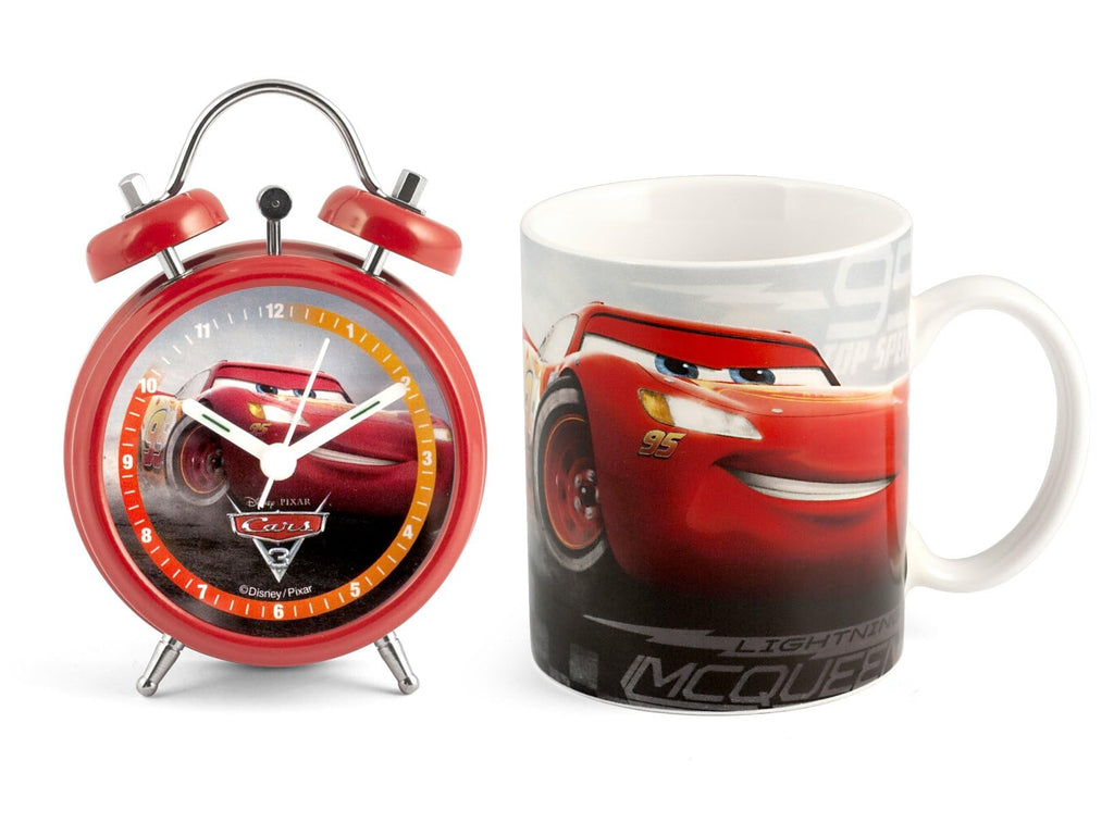 Home Disney Set mit Wecker und Tasse Cars, Porzellan, Rot, einzigartig, 2 Einheiten