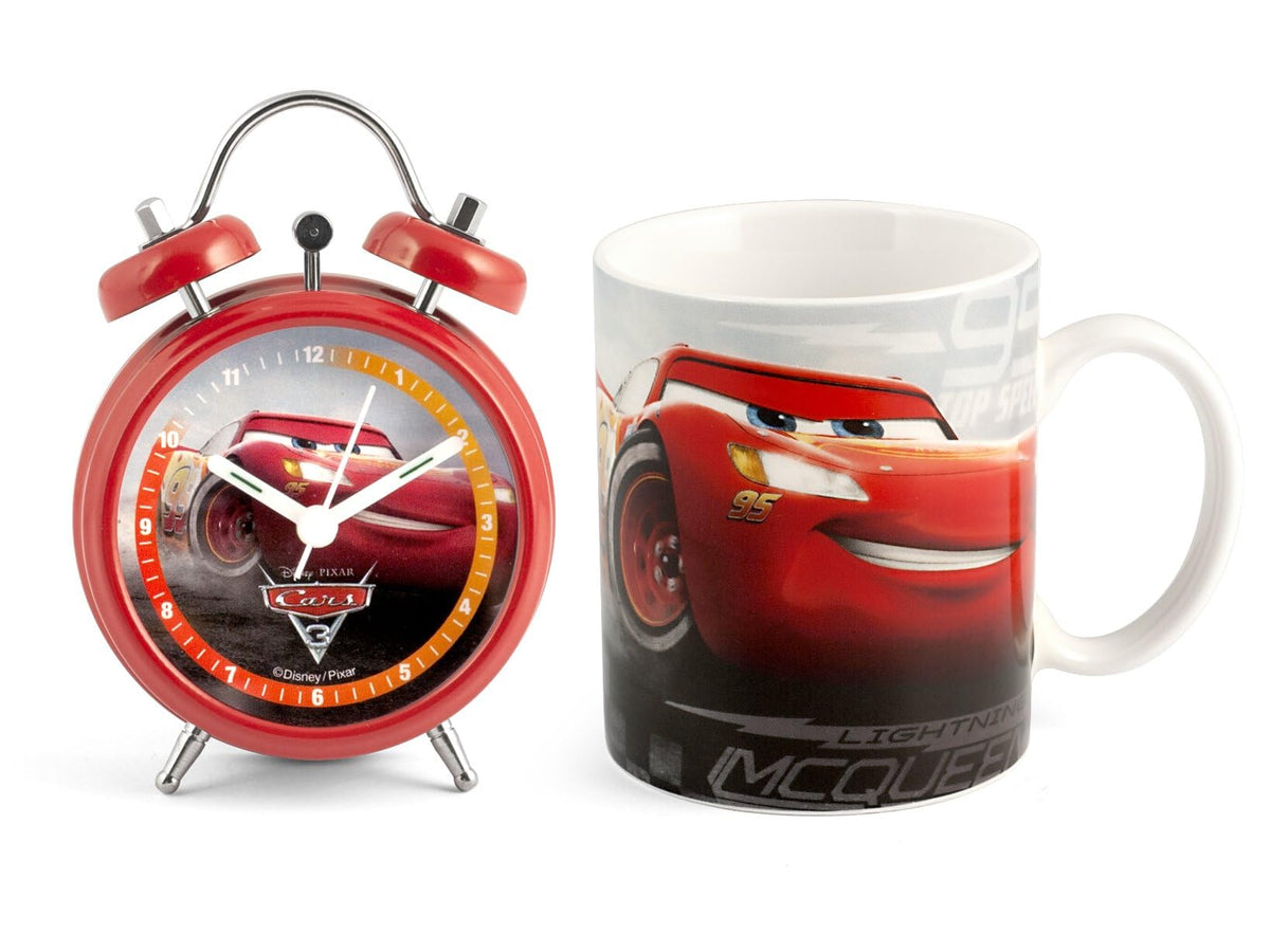 Home Disney Set mit Wecker und Tasse Cars, Porzellan, Rot, einzigartig, 2 Einheiten