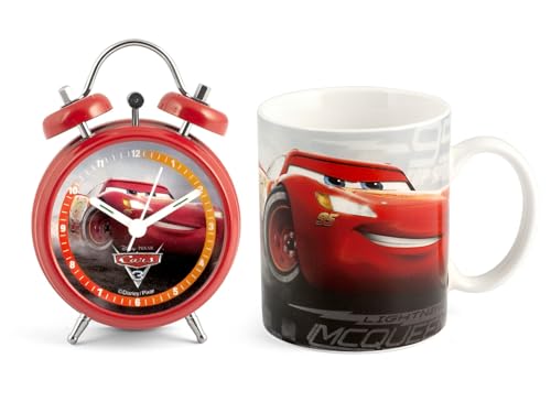 Home Disney Set mit Wecker und Tasse Cars, Porzellan, Rot, einzigartig, 2 Einheiten