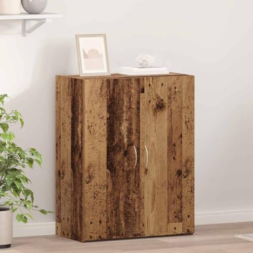 Büroschrank Altholz aus Holzwerkstoff 70 x 32 x 77,5 cm mit Regalfach, ideal als Aktenschrank, Dokumentenschrank, Ordnerschrank für Büro, Arbeitszimmer, Homeoffice und Archivierung