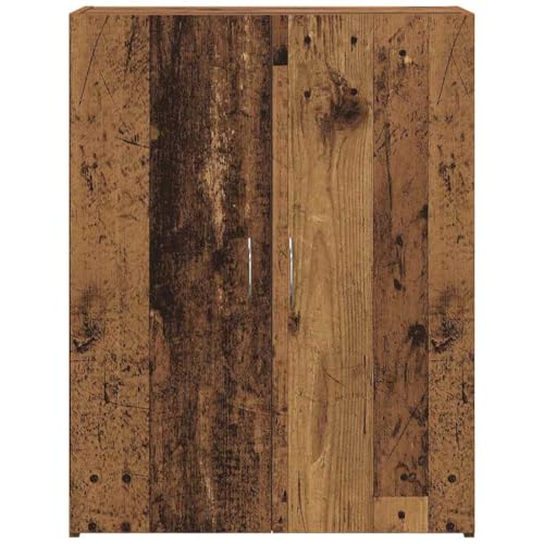 Büroschrank Altholz aus Holzwerkstoff 70 x 32 x 77,5 cm mit Regalfach, ideal als Aktenschrank, Dokumentenschrank, Ordnerschrank für Büro, Arbeitszimmer, Homeoffice und Archivierung