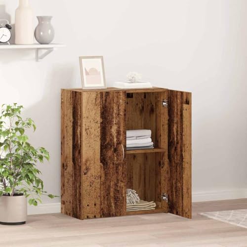 Büroschrank Altholz aus Holzwerkstoff 70 x 32 x 77,5 cm mit Regalfach, ideal als Aktenschrank, Dokumentenschrank, Ordnerschrank für Büro, Arbeitszimmer, Homeoffice und Archivierung