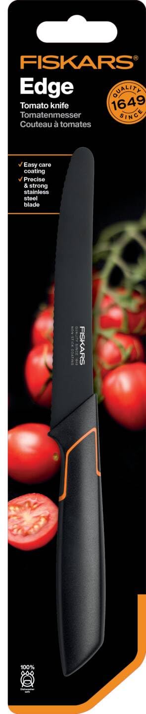 Fiskars Tomatenmesser, Modernes Design, Gezahnte Klinge, Gesamtlänge: 25 cm