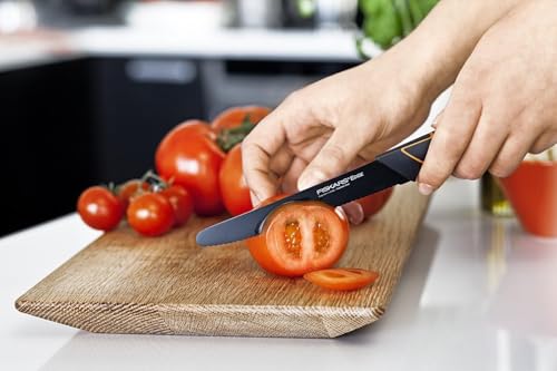 Fiskars Tomatenmesser, Modernes Design, Gezahnte Klinge, Gesamtlänge: 25 cm