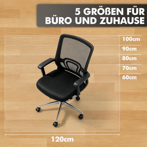 Shinfly Bodenschutzmatte Bürostuhl Transparent 90 x 120 cm, PVC Schreibtischstuhl Unterlage 1,5 mm, rutschfeste Kratzfeste geräuschdämmende Stuhlmatte für Hartböden