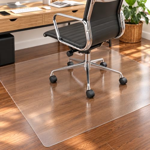 Shinfly Bodenschutzmatte Bürostuhl Transparent 90 x 120 cm, PVC Schreibtischstuhl Unterlage 1,5 mm, rutschfeste Kratzfeste geräuschdämmende Stuhlmatte für Hartböden