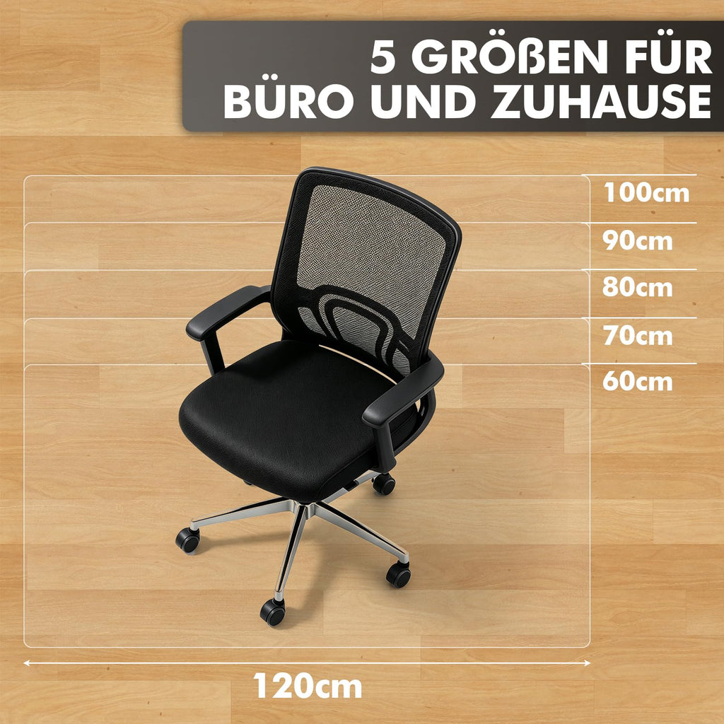 Shinfly Bodenschutzmatte Bürostuhl Transparent 90 x 120 cm, PVC Schreibtischstuhl Unterlage 1,5 mm, rutschfeste Kratzfeste geräuschdämmende Stuhlmatte für Hartböden
