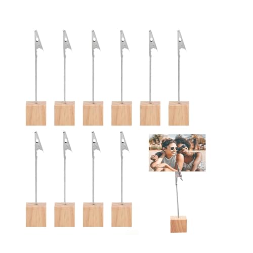 10x Fotohalter Clip mit Krokodilklemme – Memo Clip Halter Ständer für Fotos, Sitzkarten, Tischkarten, Hinweise, als Büroklammer & Tischdeko, Krokodilklammer für Bilderhalter