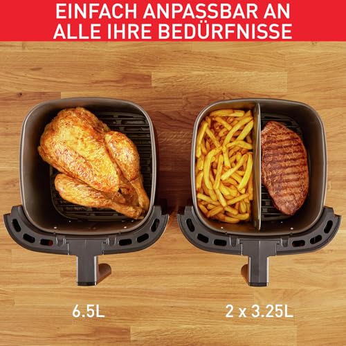 Tefal Easy Fry & Grill XXL Heißluftfritteuse 6,5 L – Airfryer mit Flexcook-Trennwand (XXL oder geteilt), 8 Programme, 80–220 °C, Druckguss-Grillplatte, fettarm frittieren, spülmaschinenfest EY8018
