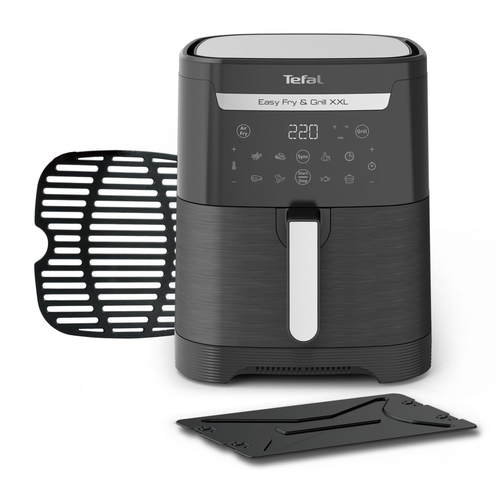 Tefal Easy Fry & Grill XXL Heißluftfritteuse 6,5 L – Airfryer mit Flexcook-Trennwand (XXL oder geteilt), 8 Programme, 80–220 °C, Druckguss-Grillplatte, fettarm frittieren, spülmaschinenfest EY8018