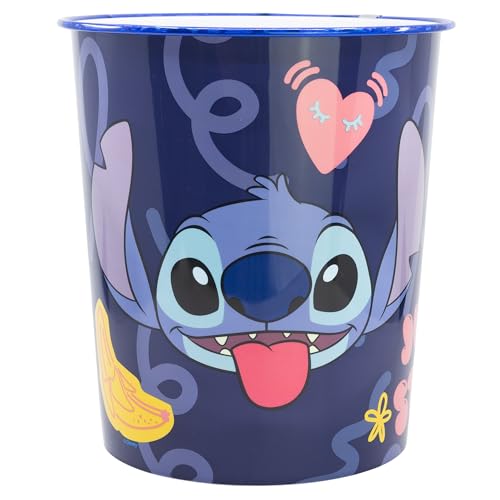 STOR Papierkorb aus Kunststoff Stitch 9923ml - Dekorativer Abfalleimer für Kinderzimmer, Leichtes und Robustes Design für Jungen und Mädchen
