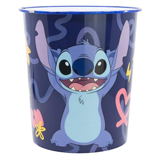 STOR Papierkorb aus Kunststoff Stitch 9923ml - Dekorativer Abfalleimer für Kinderzimmer, Leichtes und Robustes Design für Jungen und Mädchen