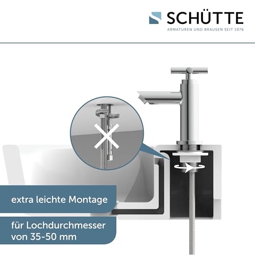 Schütte Kaltwasserhahn MATAO, Kaltwasser Armatur für das Bad, Wasserhahn Bad nur für Kaltwasser, Standventil mit schickem Kreuzgriff, 37956