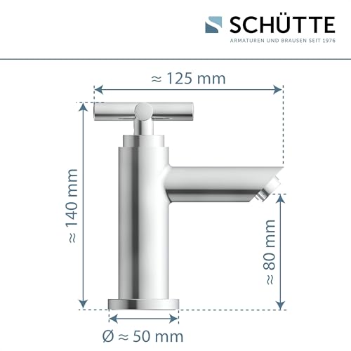 Schütte Kaltwasserhahn MATAO, Kaltwasser Armatur für das Bad, Wasserhahn Bad nur für Kaltwasser, Standventil mit schickem Kreuzgriff, 37956