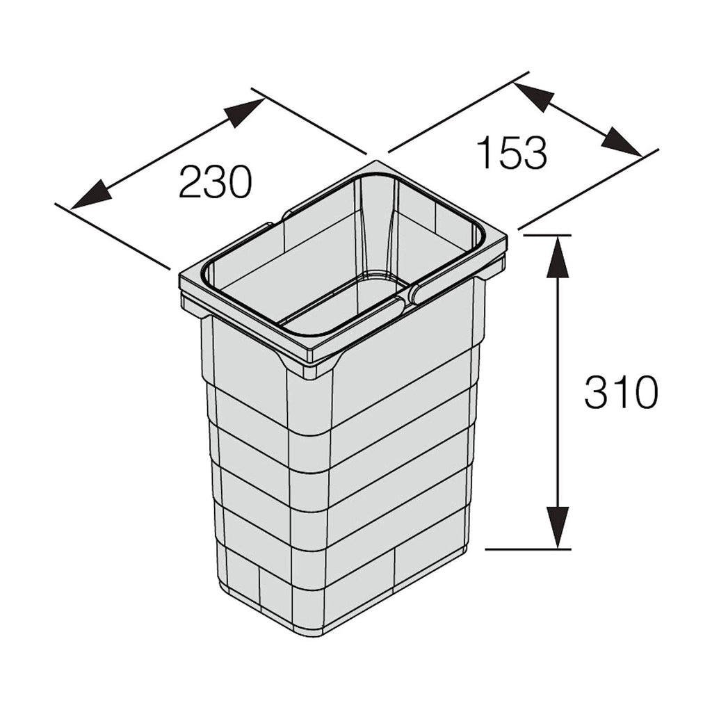 SOTECH eins2vier Abfallsammler Höhe: 310 mm Volumen 8 Liter 153 x 230 mm