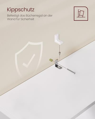 VASAGLE Custos Kollektion - Bücherregal 3 Ebenen, Standregal, Aufbewahrungsregal, verstellbare Einlegeböden, für Wohnzimmer, Homeoffice, Schlafzimmer, wolkenweiß LBC163T14