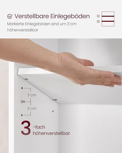 VASAGLE Custos Kollektion - Bücherregal 3 Ebenen, Standregal, Aufbewahrungsregal, verstellbare Einlegeböden, für Wohnzimmer, Homeoffice, Schlafzimmer, wolkenweiß LBC163T14