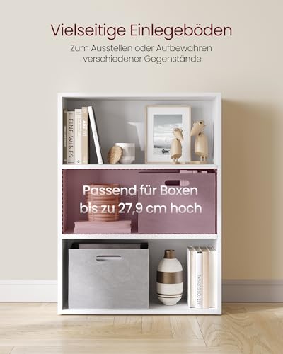 VASAGLE Custos Kollektion - Bücherregal 3 Ebenen, Standregal, Aufbewahrungsregal, verstellbare Einlegeböden, für Wohnzimmer, Homeoffice, Schlafzimmer, wolkenweiß LBC163T14