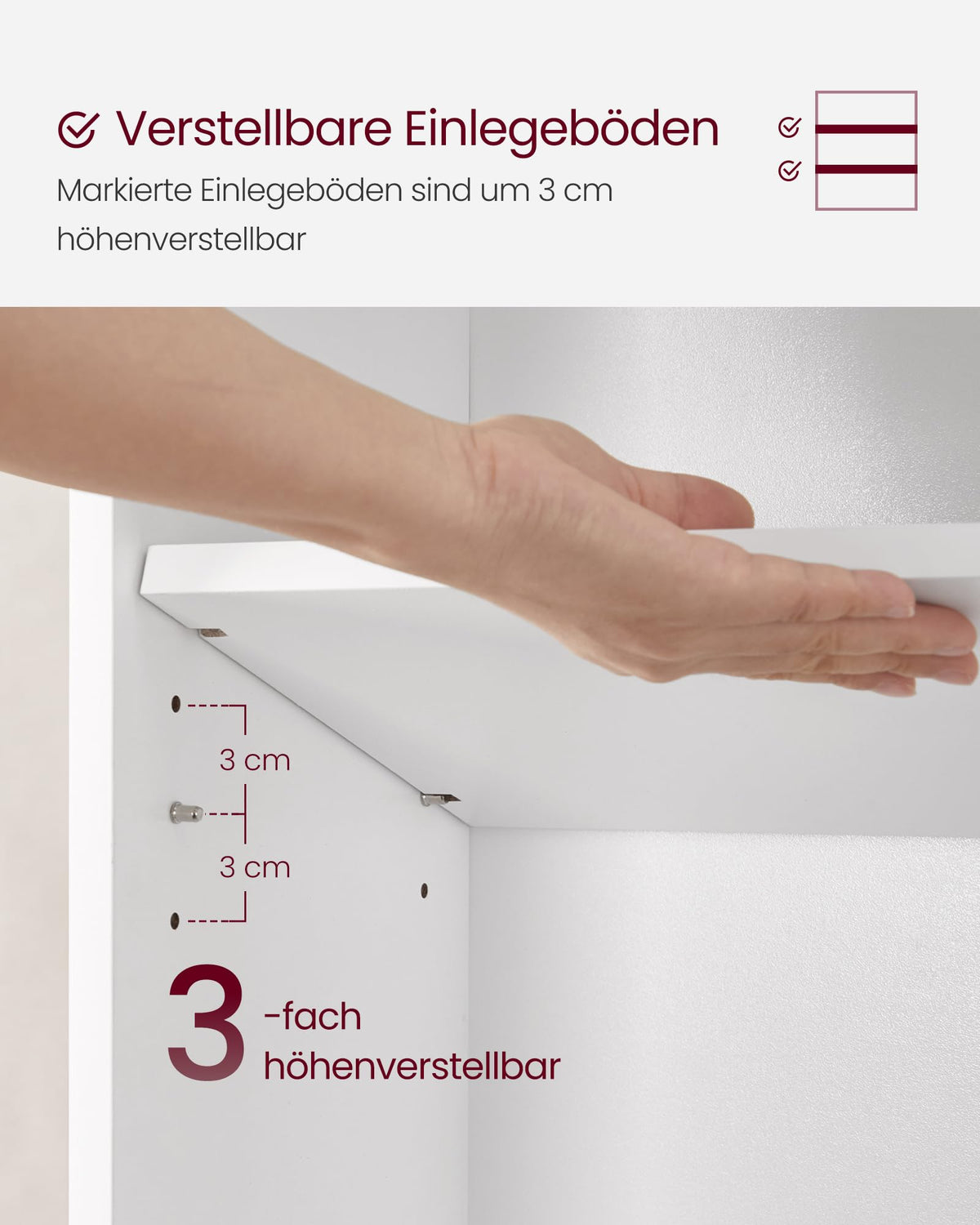 VASAGLE Custos Kollektion - Bücherregal 3 Ebenen, Standregal, Aufbewahrungsregal, verstellbare Einlegeböden, für Wohnzimmer, Homeoffice, Schlafzimmer, wolkenweiß LBC163T14