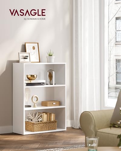 VASAGLE Custos Kollektion - Bücherregal 3 Ebenen, Standregal, Aufbewahrungsregal, verstellbare Einlegeböden, für Wohnzimmer, Homeoffice, Schlafzimmer, wolkenweiß LBC163T14