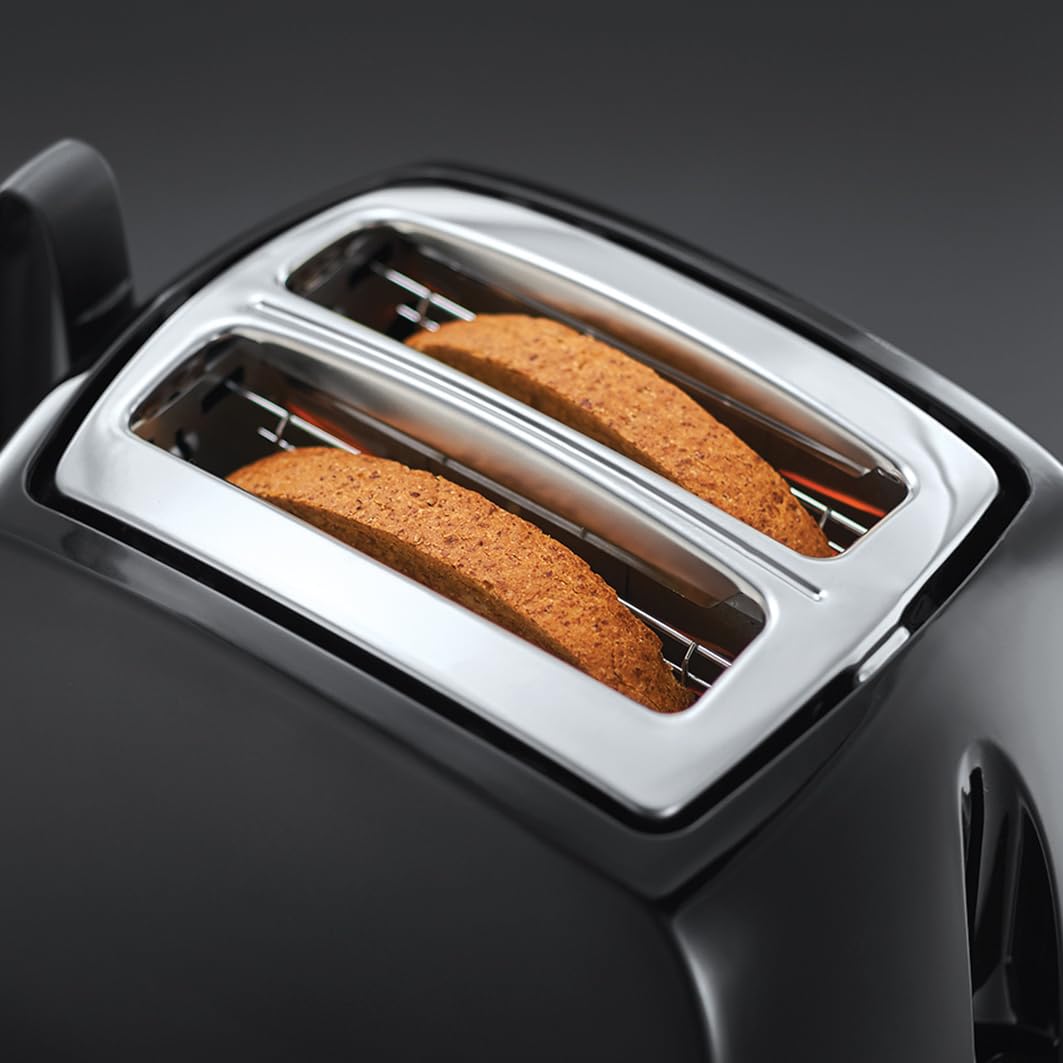 Russell Hobbs Toaster [für 2 Scheiben] Textures+ (extra breite Toastschlitze, inkl. Brötchenaufsatz & integrierte Toast-Zange, 6 Bräunungsstufen + Auftau- & Aufwärmfunktion, 850W) 22601-56