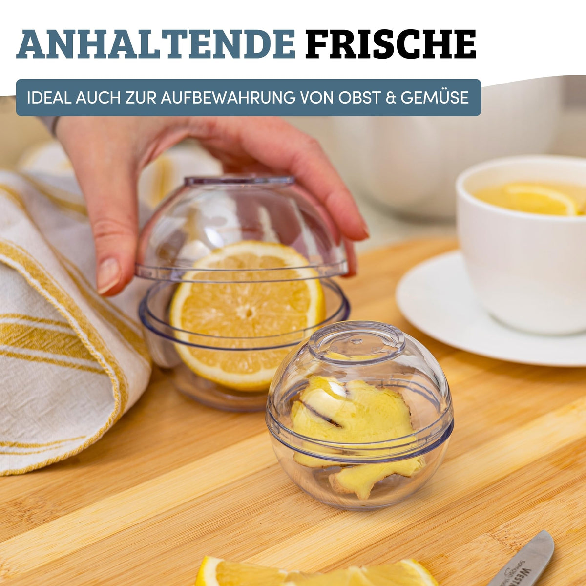 Westmark 2 Frischhaltekugeln, stapelbar, Größen: ø 7cm + ø 9cm, Set 2-tlg., Kunststoff, BPA-frei, Klar, 25722260