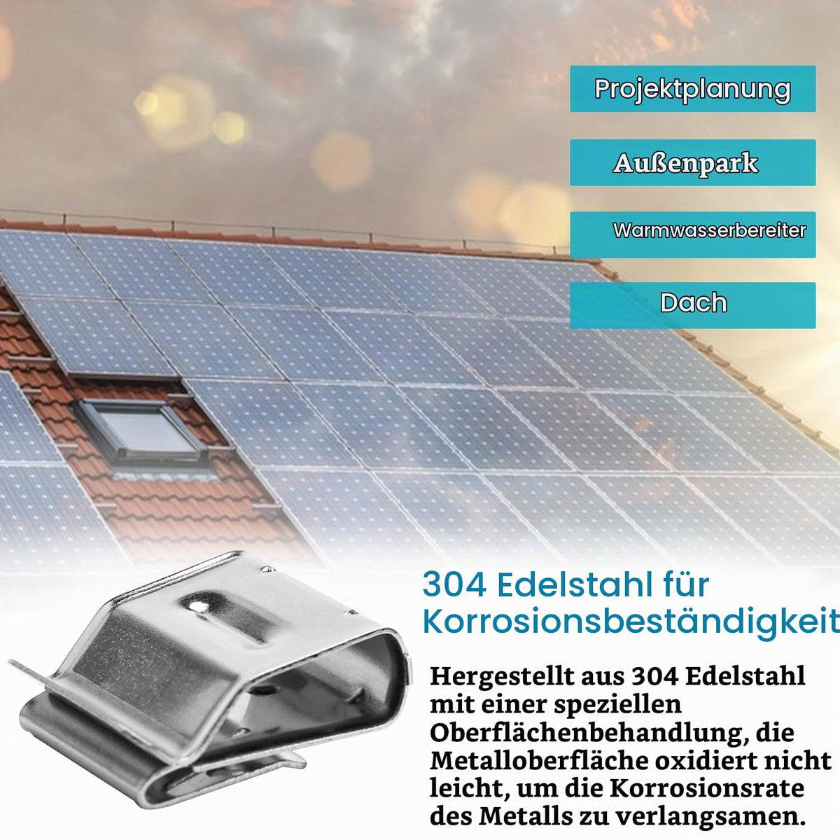 150 Solarpanel-Kabelclips aus Edelstahl 304, 20,8 x 18,2 mm