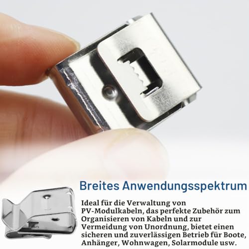 150 Solarpanel-Kabelclips aus Edelstahl 304, 20,8 x 18,2 mm