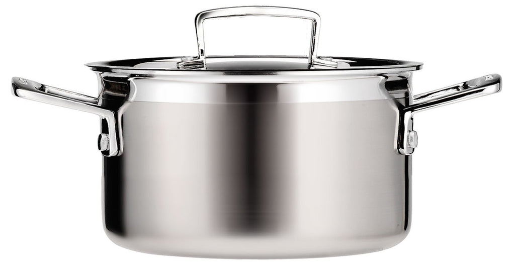 Le Creuset Bratentopf aus 3-ply Edelstahl, Ø 20 cm, Für alle Herdarten inkl. Induktion geeignet, Silber, 96200720001000