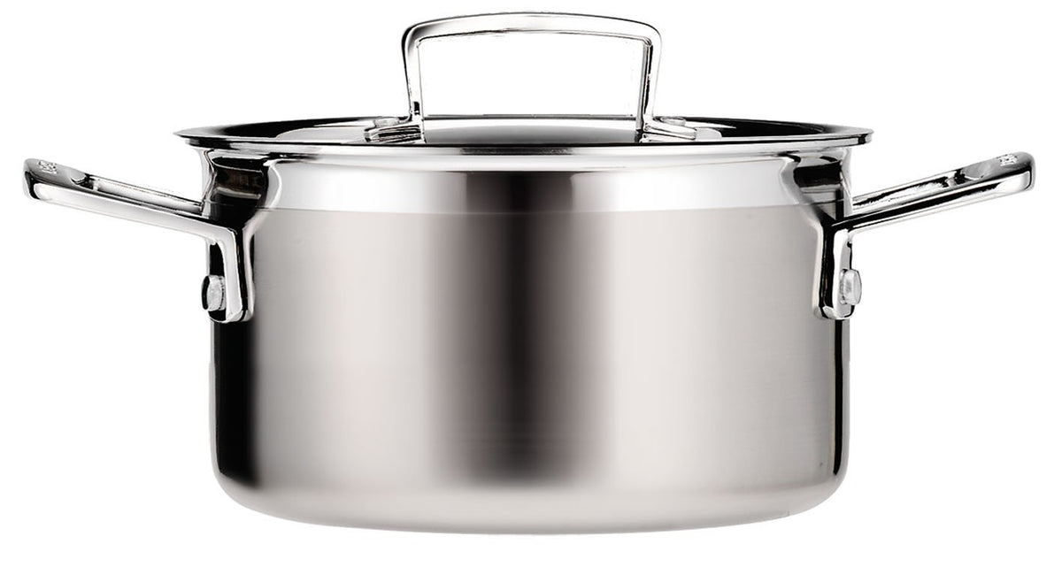 Le Creuset Bratentopf aus 3-ply Edelstahl, Ø 20 cm, Für alle Herdarten inkl. Induktion geeignet, Silber, 96200720001000