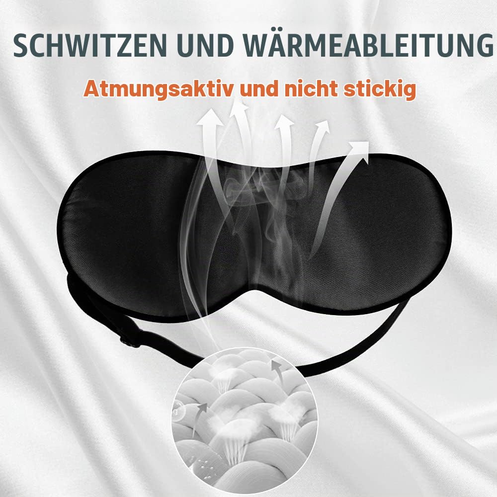 OLESILK 2er Set Maulbeerseide Schlafmaske Unisex, Schwarz/Taupe
