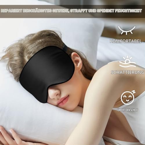 OLESILK 2er Set Maulbeerseide Schlafmaske Unisex, Schwarz/Taupe