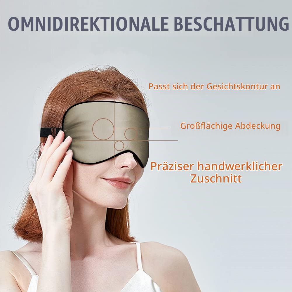 OLESILK 2er Set Maulbeerseide Schlafmaske Unisex, Schwarz/Taupe