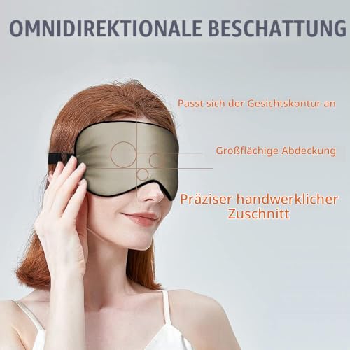 OLESILK 2er Set Maulbeerseide Schlafmaske Unisex, Schwarz/Taupe