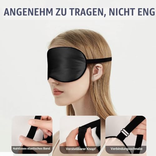 OLESILK 2er Set Maulbeerseide Schlafmaske Unisex, Schwarz/Taupe
