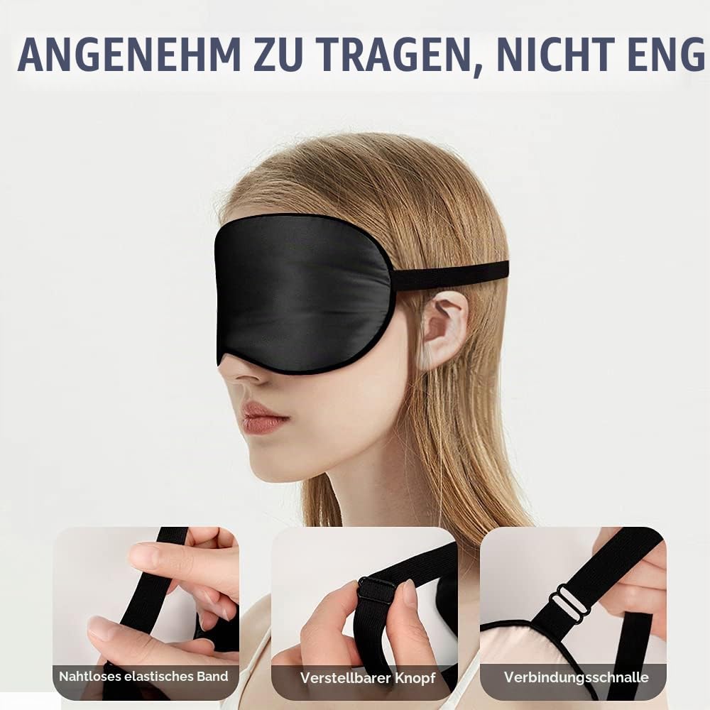 OLESILK 2er Set Maulbeerseide Schlafmaske Unisex, Schwarz/Taupe